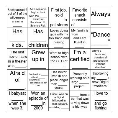 OLT Bingo - San Antonio 2018 Bingo Card