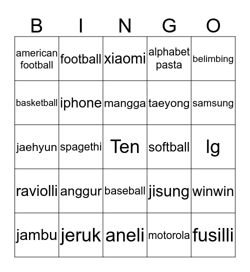 Untitled Bingo Card