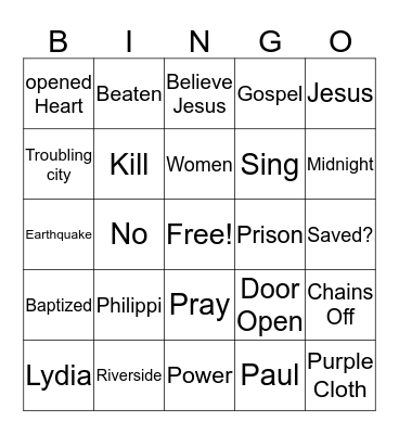 3rd-5th Bingo Paul's Journeys Bingo Card