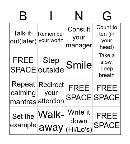 How to be professional when someone isn't Bingo Card