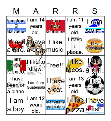 Getting to Know you! Bingo Card