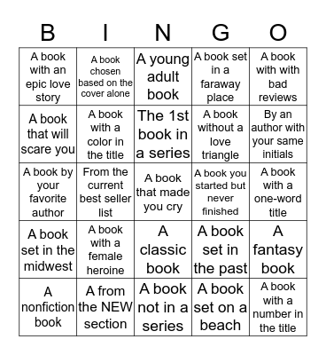 Summer Reading Bingo Card