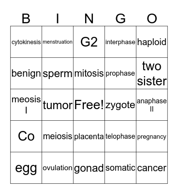 Biology Bingo 9 Bingo Card