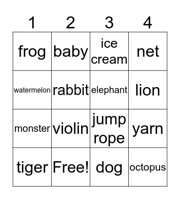 Guess the beginning! Bingo Card