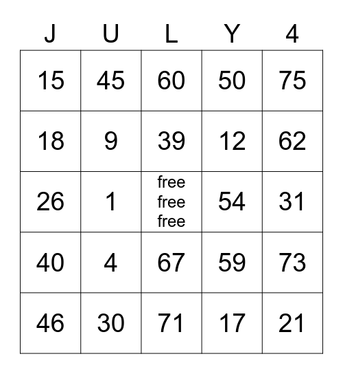 July Book Bingo! Bingo Card