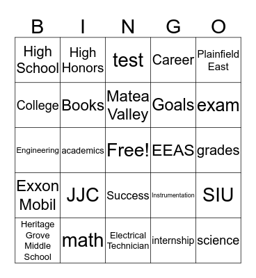 Graduation  Bingo Card