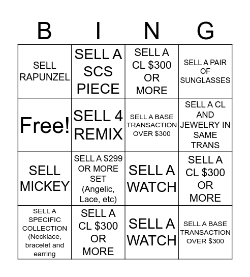 VPT Bingo Card