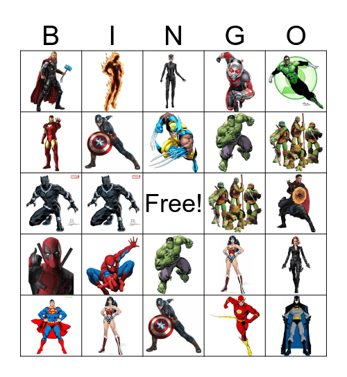 SUPERHERO BINGO Card