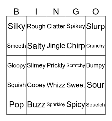 Sense-sational BINGO! Bingo Card
