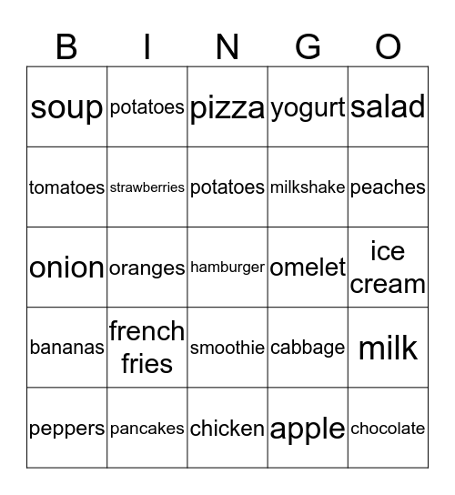 FOOD BINGO Card