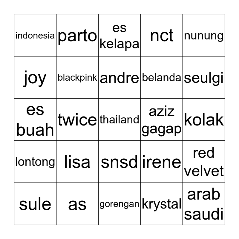 BANGSAT Bingo Card
