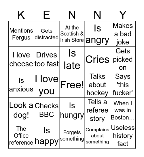 KENNNAY IS GETTING HITCHED Bingo Card