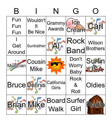 BEACH BOYS Bingo Card