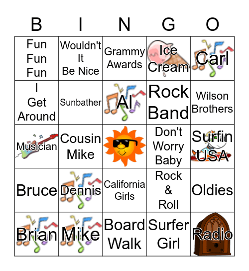 BEACH BOYS Bingo Card