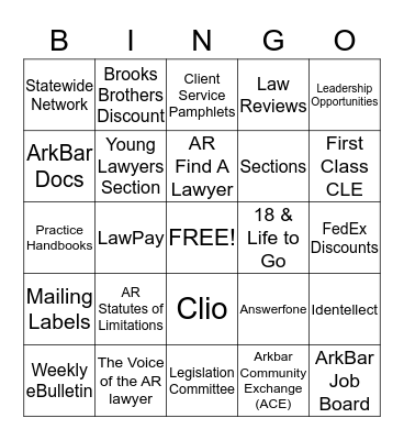Arkbar Benefit Bingo Card