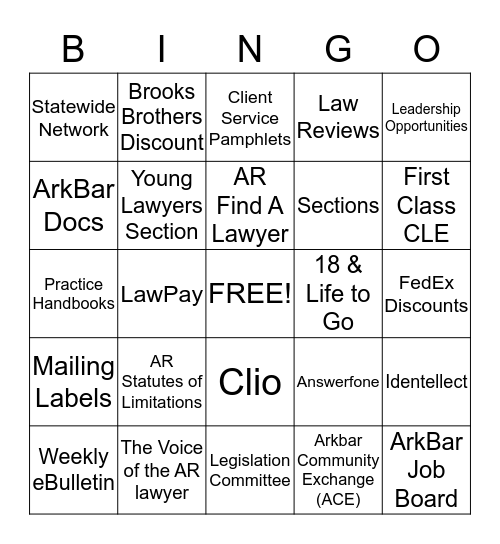 Arkbar Benefit Bingo Card