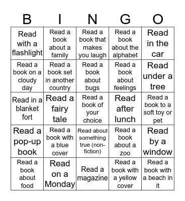 2018 Summer Reading Challenge - (A) Child Bingo Card