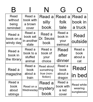 2018 Summer Reading Challenge - (B) Child Bingo Card