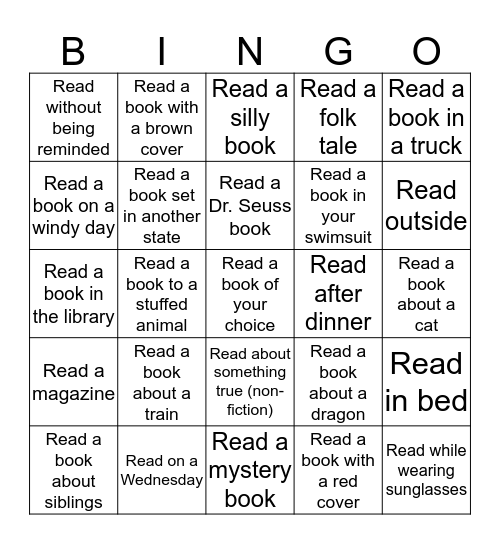 2018 Summer Reading Challenge - (B) Child Bingo Card