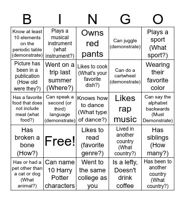 Untitled Bingo Card