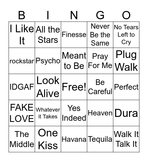 Billboard Songs - Week of 6/2 Bingo Card