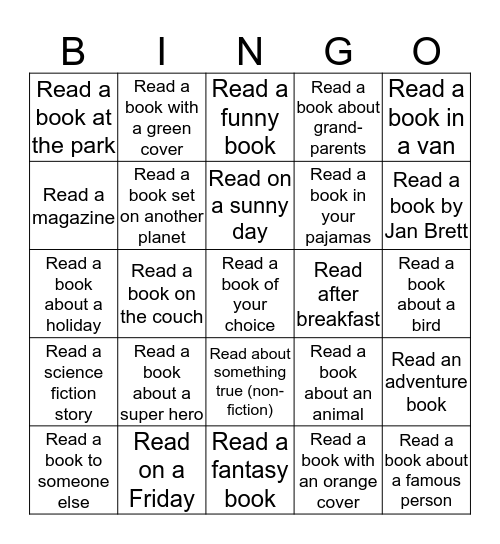 2018 Summer Reading Challenge - (C) Child Bingo Card