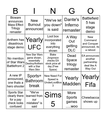 EA Bingo Card