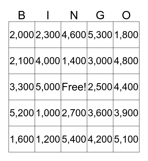 Step Challenge Bingo Card