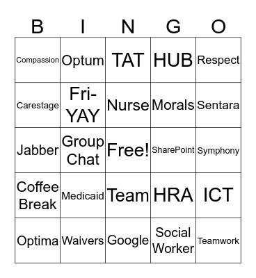 Coffee Break BINGO Card