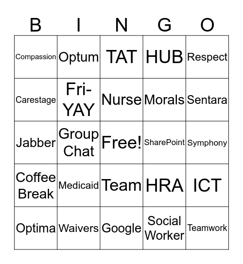 Coffee Break BINGO Card