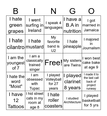 TEAM USA BINGO Card