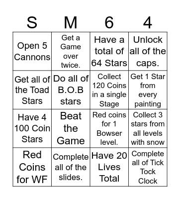 SM64 Bingo Card