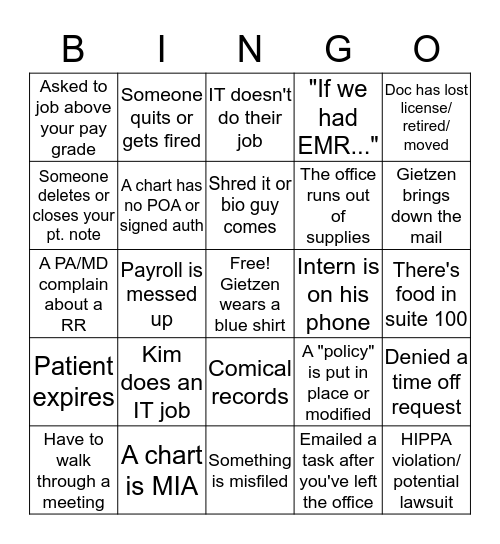 Legacy Bingo Card