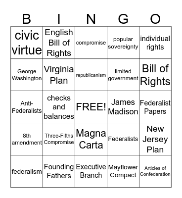 Constitution  Bingo Card