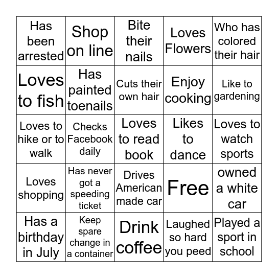 THE SWINNEY FAMILY REUNION 2018 Bingo Card