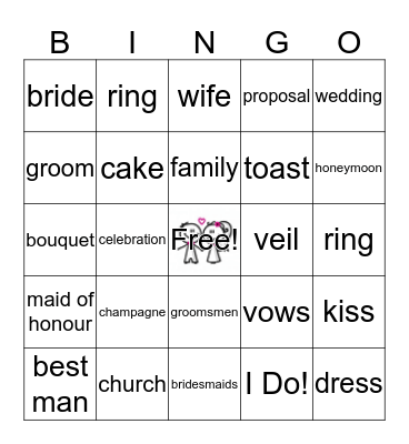 Bridal Shower Bingo Card