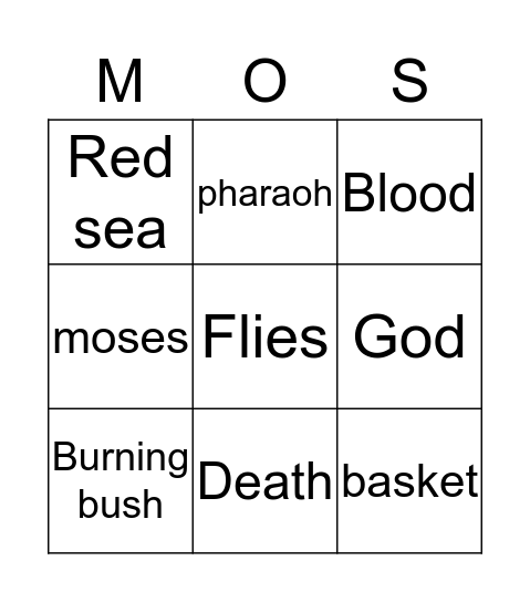 Moses Bingo  Bingo Card