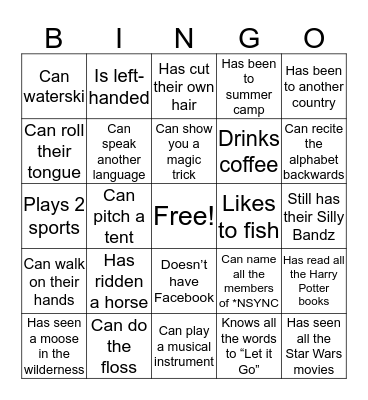 People Bingo Card