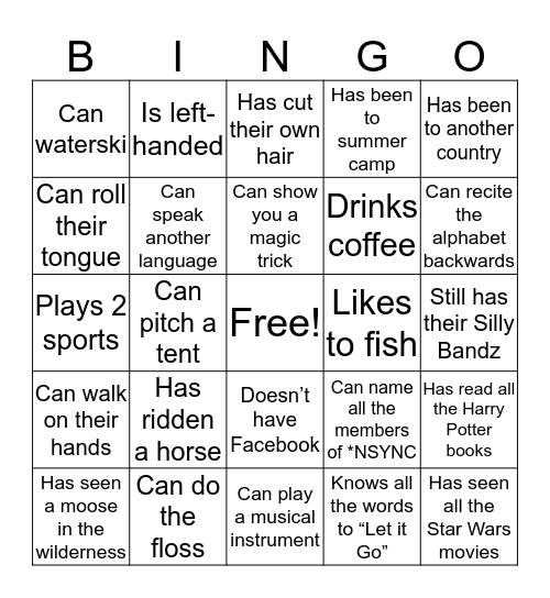 People Bingo Card