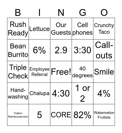 SUMMER RALLY 2018 Bingo Card