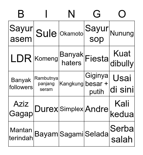 Nesha punya Bingo Card