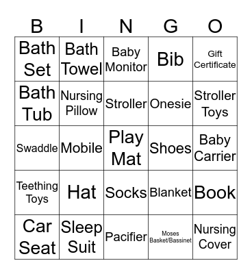 Baby Al Tamimi Gift Bingo  Bingo Card