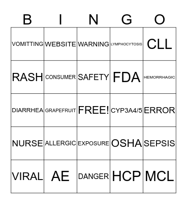 Clinical Team Bingo Card