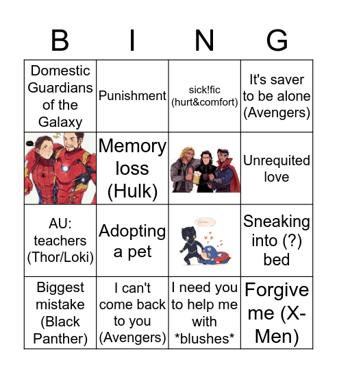 Marvel Bingo Card