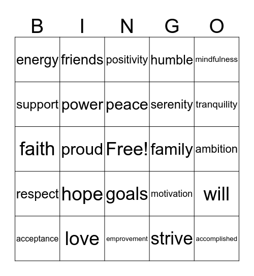 Internal waiting room  Bingo Card