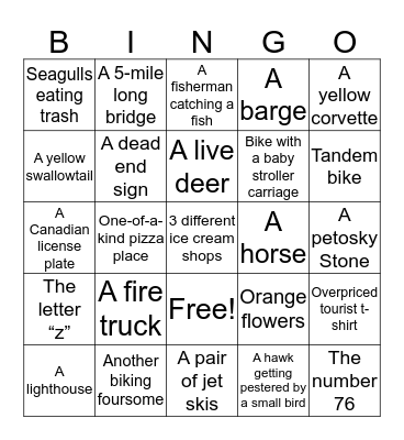Bike Trip Bingo! Bingo Card