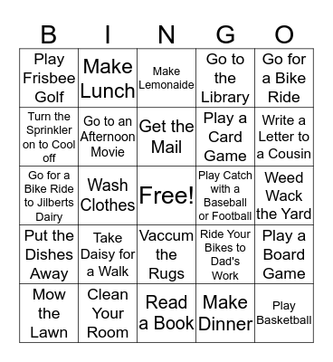 SUMMER  Bingo Card