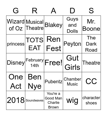 CONGRATULATIONS Bingo Card