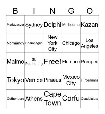Around The World Bingo! Bingo Card