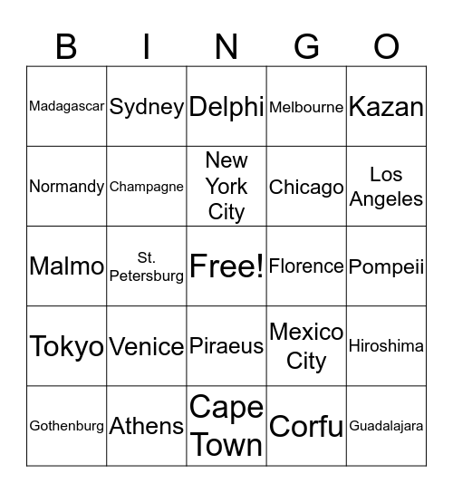 Around The World Bingo! Bingo Card